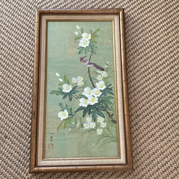 Vintage Chinese Floral & Bird on branch - Picture 1 of 5